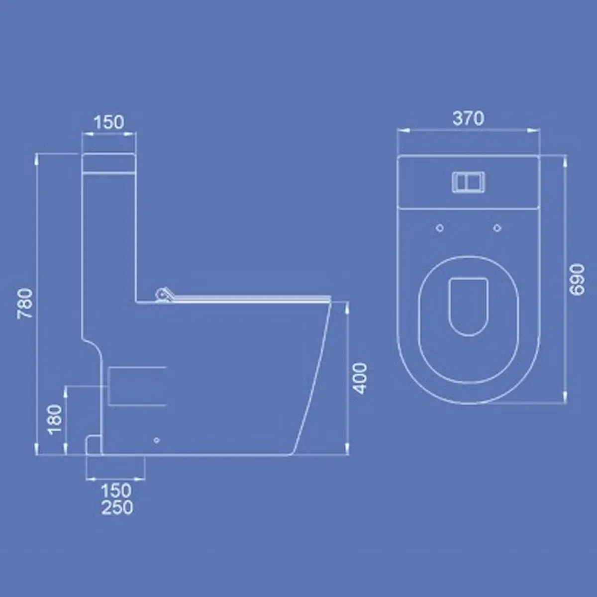Velin 3390 Rimless Flush Toilet Bowl - view 2